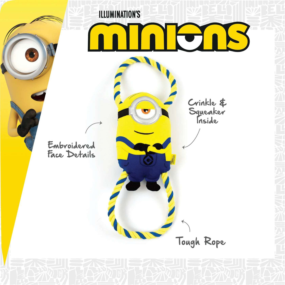 Minion® Lisanslı Double Tug Köpek Çekiştirme Oyuncakları - Büyük 40 cm (Bob,Stuart,Kevin)