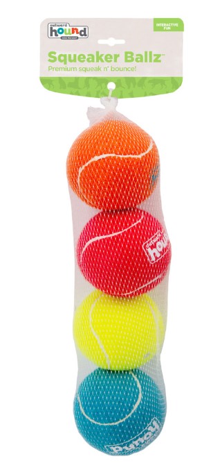 Outward Hound Squeaker Ballz Squeaky Tenis Topları (4'lü Paket)